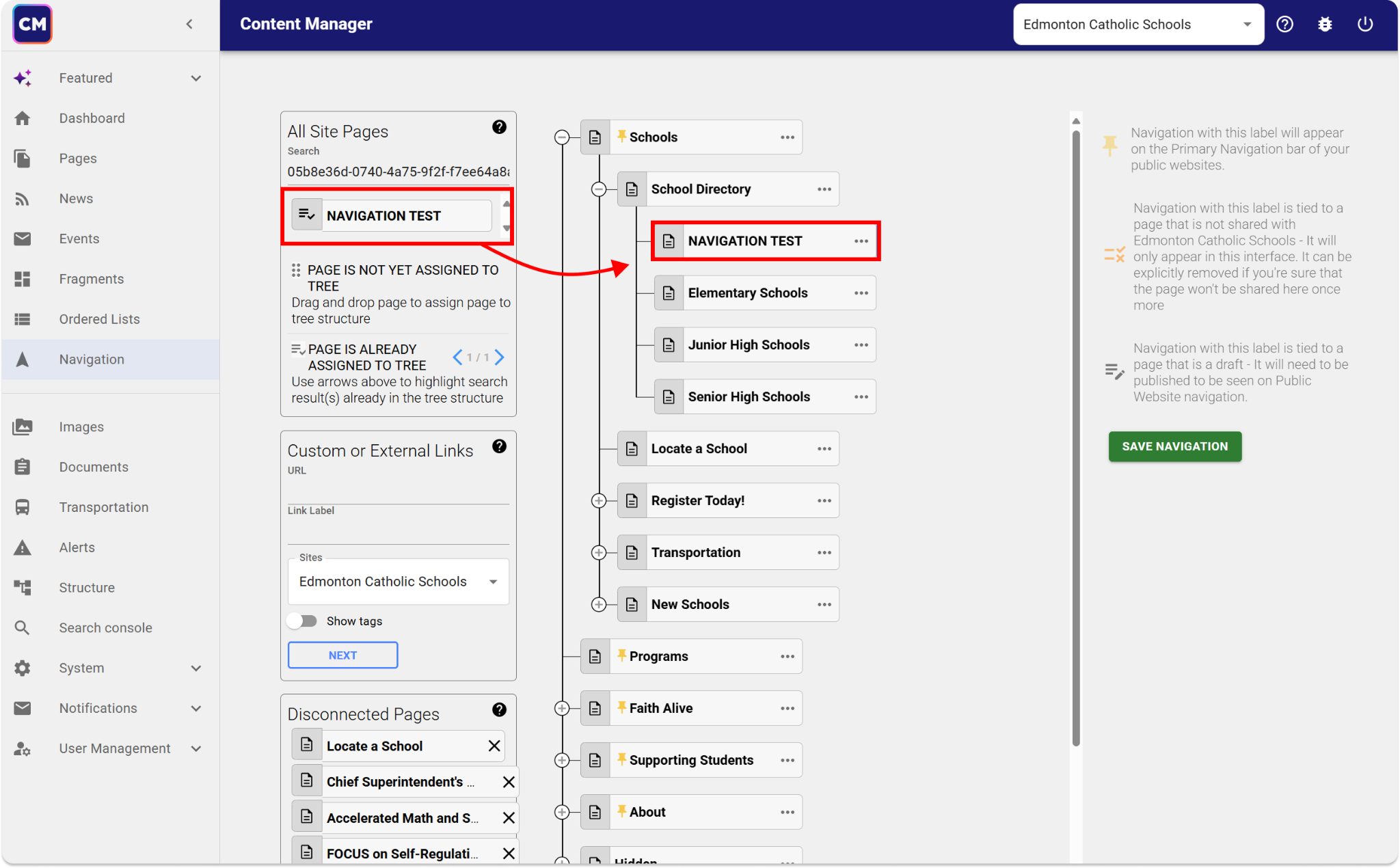 Adding to navigation 