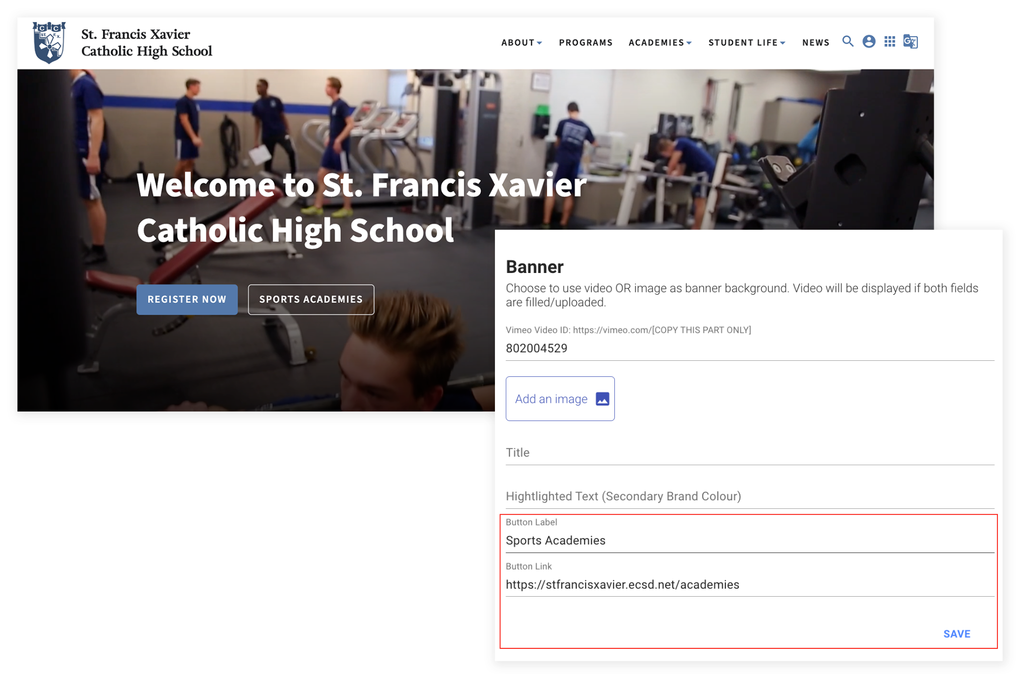 Secondary banner button