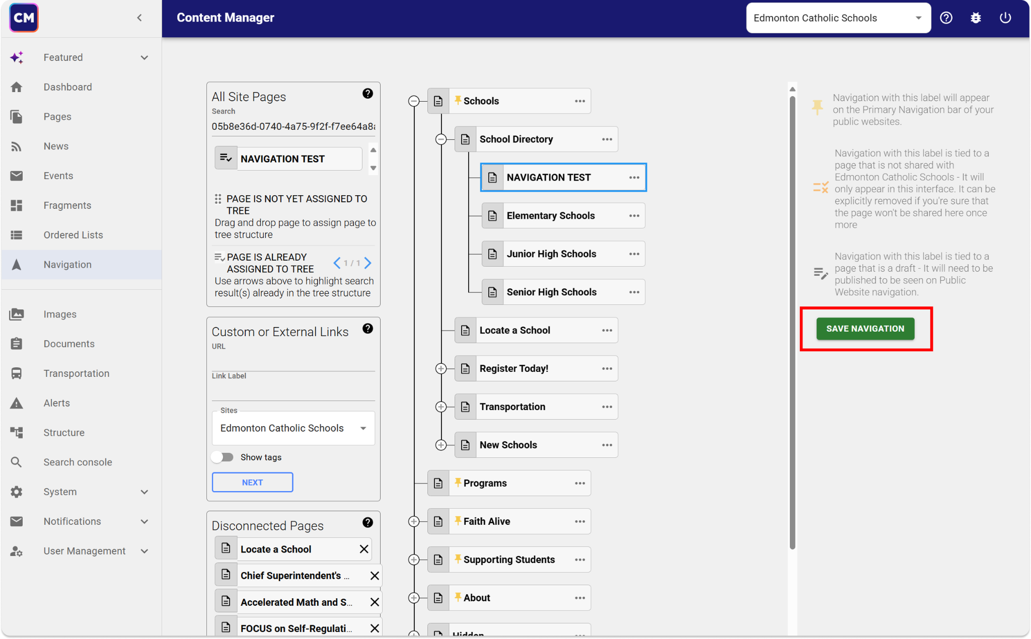 Save Navigation Button