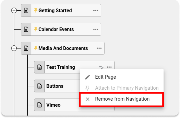 Removing a page from navigation