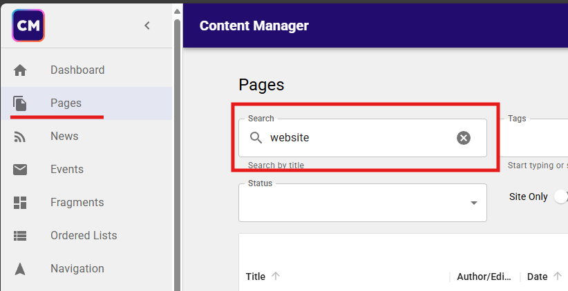 How to search for a page